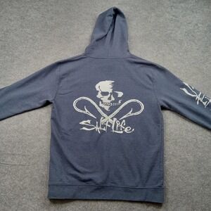 Salt Life Hoodie Mens Medium Blue Skull Crossbones Live Salty Graphic‎ Fishing